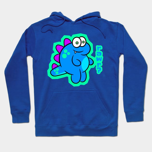 Blue Dinosaur Rawr Hoodie by RD Doodles